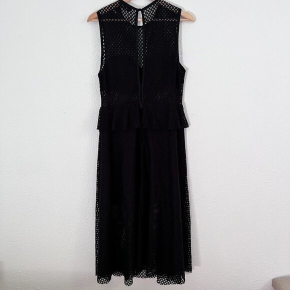 Sandro Black Rich Mesh Cutout Midi Dress 3 / L - Picture 9 of 10